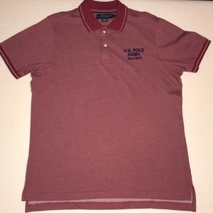 New US Polo Assn. burgundy Men’s Collard Shirt